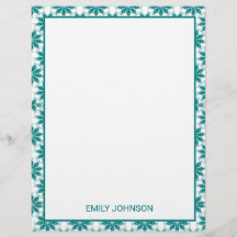 Aquamarine Blume individuelle Name weiß