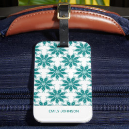 Aquamarine Blume individuelle Name weiß Gepäckanhänger