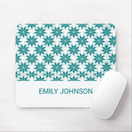 Aquamarine Blume individuelle Name weiß Mousepad