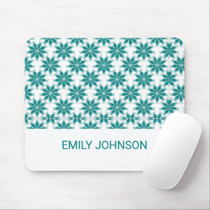 Aquamarine Blume individuelle Name weiß Mousepad