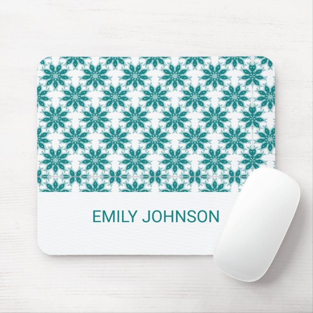 Aquamarine Blume individuelle Name weiß Mousepad (Mit Mouse)