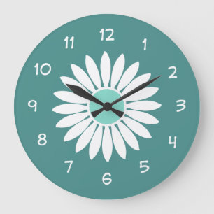 Aquamarine Blume Kitchenette Große Wanduhr