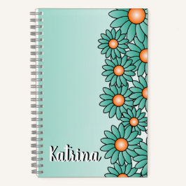 Aquamarine Blume Notebook für Office, SpiralNotebo Notizbuch