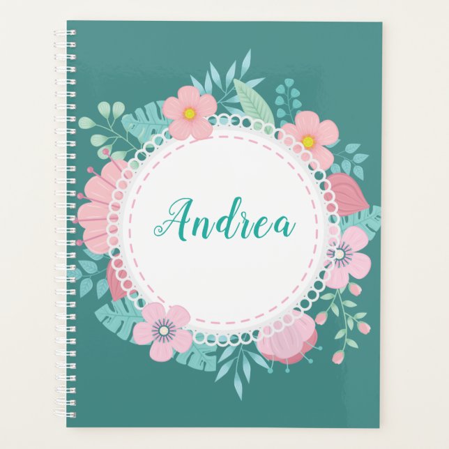 Aquamarine Blume Wreath Planner Planer (Vorderseite)