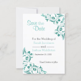 Aquamarine Blumen des modernen Tages Save The Date