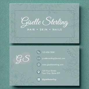 Aquamarine Blumenzeige Kunst mit moderner Schrift Visitenkarte