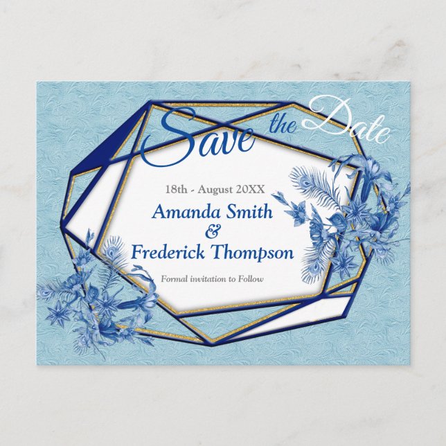 Aquamarine Blüten auf einer Skulptur strukturiert Ankündigungspostkarte (Vorderseite)