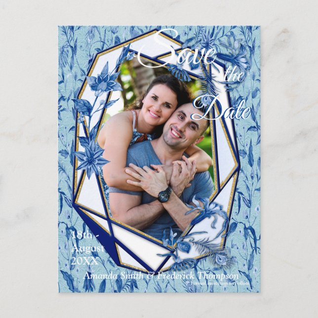 Aquamarine Blüten auf einer Skulptur strukturiert Ankündigungspostkarte (Vorderseite)