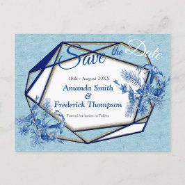 Aquamarine Blüten auf einer Skulptur strukturiert Ankündigungspostkarte