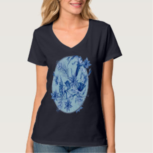 Aquamarine Blüten auf einer Skulptur strukturiert T-Shirt