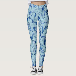 Aquamarine Blüten auf einer Skulpturenstruktur Leggings