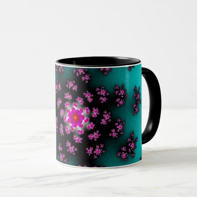 Aquamarine Blütensprinklen Tasse (VorderseiteRechts)