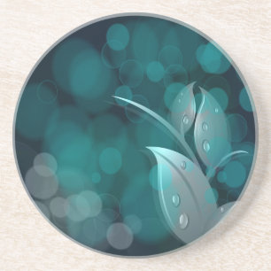 Aquamarine Bokeh-Blätter Untersetzer