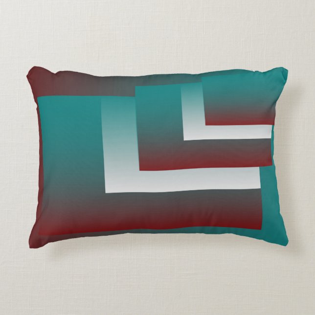 Aquamarine bordeauxfarbene Fenster Dekokissen (Vorderseite)