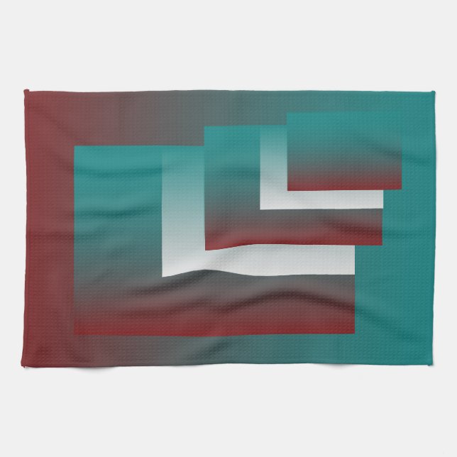 Aquamarine bordeauxfarbene Fenster Geschirrtuch (Horizontal)