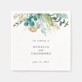 Aquamarine Botanische Hochzeitmonogramm Serviette
