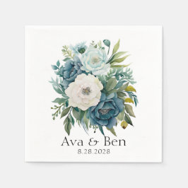 Aquamarine Botanische Peonies Serviette