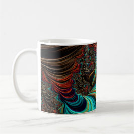 Aquamarine, braune und orangefarbene Fraktal Kunst Tasse