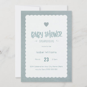 Aquamarine Burlap Baby Dusche Einladung - Blank Re