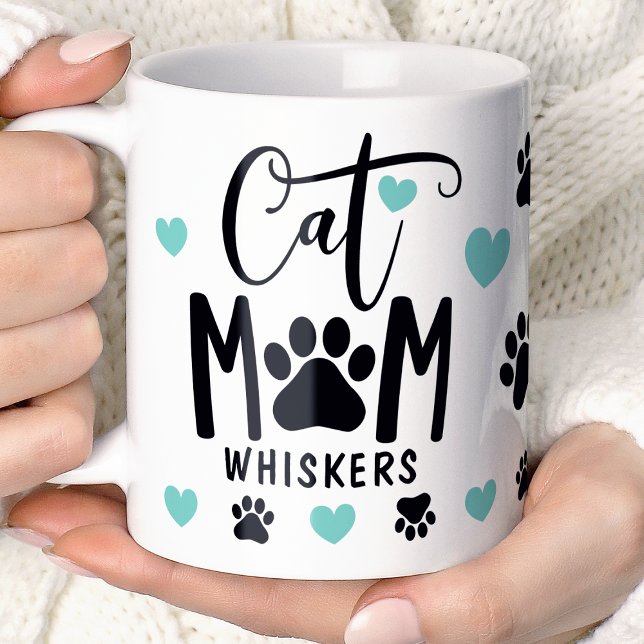 Aquamarine Cat Mama Pawprint Personalisiert Pet Fo Kaffeetasse (Von Creator hochgeladen)