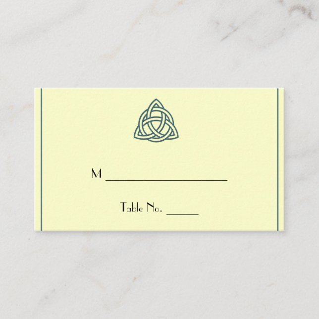 Aquamarine Celtic Knot Wedding Platzkarten (Vorderseite)