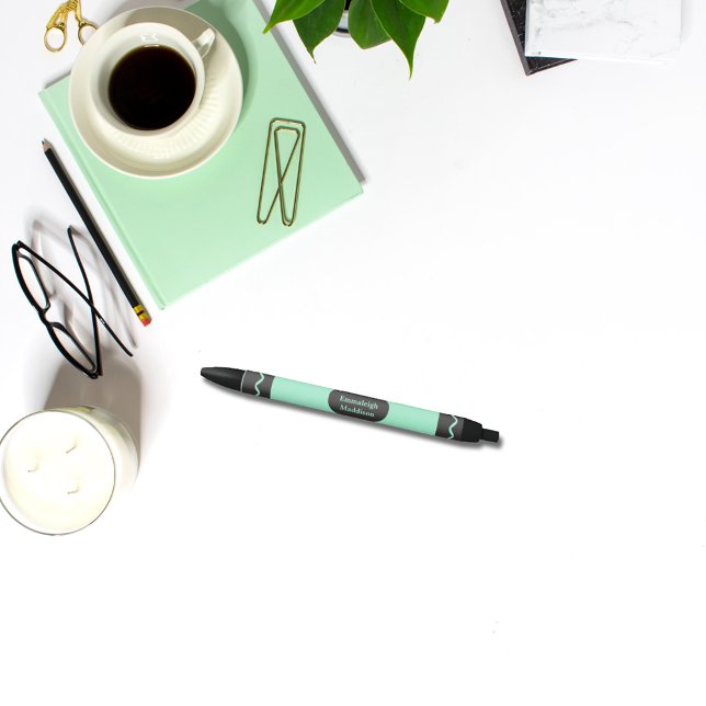 Aquamarine Color Crayon Wrap Monogram Kugelschreiber (Von Creator hochgeladen)