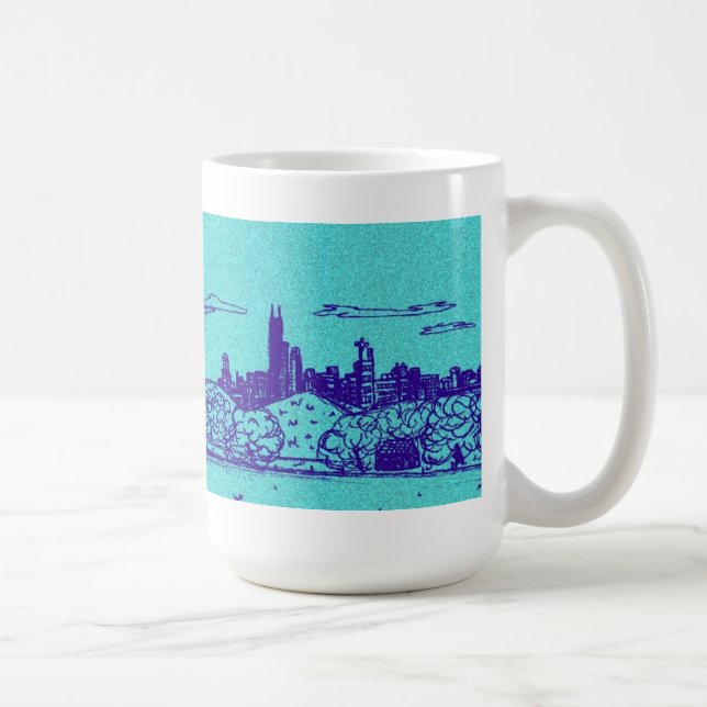 Aquamarine Comic Style Chicago Tasse (Rechts)