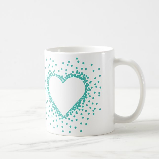 Aquamarine Confetti-Herz-Tasse Tasse (Rechts)