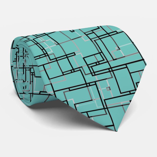 Aquamarine Coole Moderne Muster Krawatte (Gerollt)