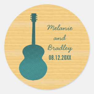 Aquamarine Country Gitarre Hochzeitsticker Runder Aufkleber