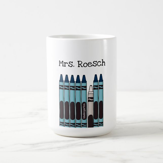 Aquamarine Crayon Personalisiert Teacher Tasse (Mittel)