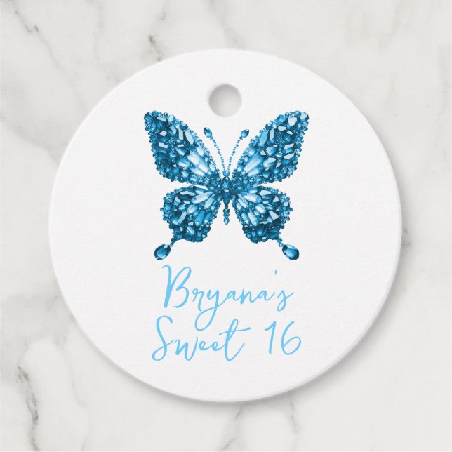 Aquamarine Crystal Blue Butterfly März Birthstone Geschenkanhänger (Vorderseite)