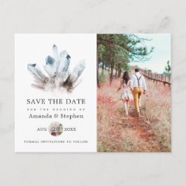 Aquamarine Crystal Wedding Save the Date Postkarte