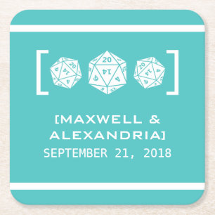 Aquamarine D20-Würfel-Untersetzer Rechteckiger Pappuntersetzer