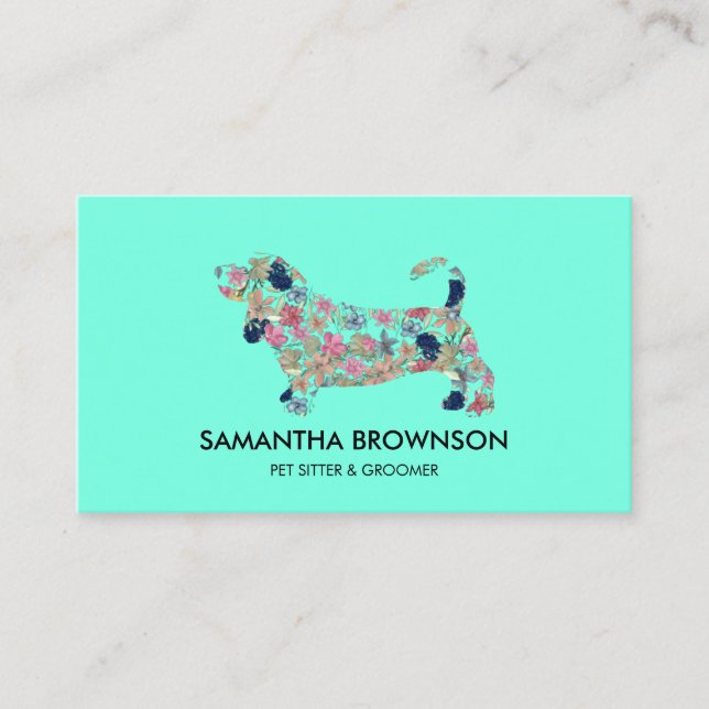 Aquamarine Dackel Visitenkarte (Vorderseite)