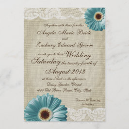 Aquamarine Daisy-Hochzeit Einladung
