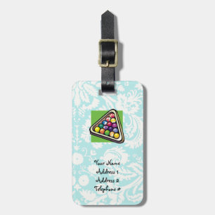 Aquamarine Damask Billiards Gepäckanhänger