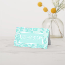 Aquamarine Damask r.s.v.p-Karte Platzkarte