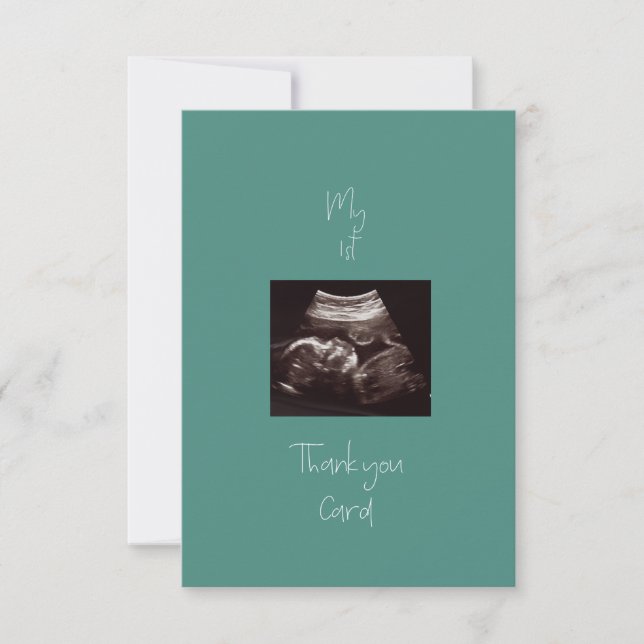 Aquamarine Dankeschön-Karte für mein erstes Baby-G Dankeskarte (Vorderseite)