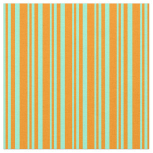 Aquamarine & Dark Orange Lines/Streifen-Muster Stoff
