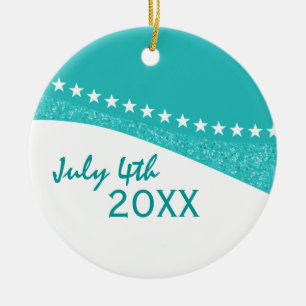 Aquamarine Dazzling Star Curves Ornament