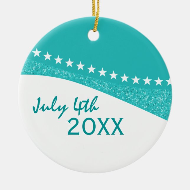 Aquamarine Dazzling Star Curves Ornament (Vorne)