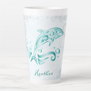 Aquamarine Dolphin Personalisierte Latte Tasse