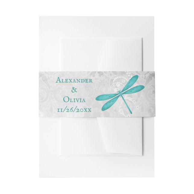 Aquamarine Dragonfly Wedding Invite Bly Band (Vorderseite Beispiel)
