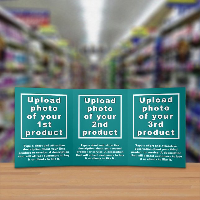 Aquamarine Dreifache Visitenkarte Dreifach Gefaltete Karte (Attract more customers. Your business products on teal green trifold card.)