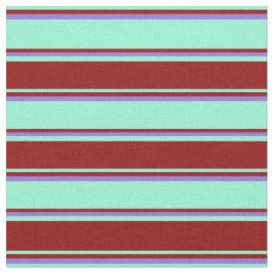 Aquamarine, dunkelrote und Lila farbige Linien Stoff