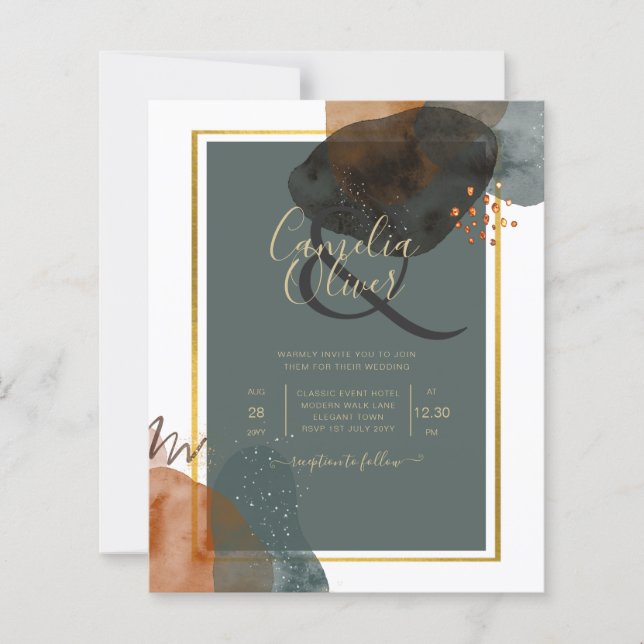 Aquamarine EARTH TONES WEDING INVITE QR Code (Vorderseite)
