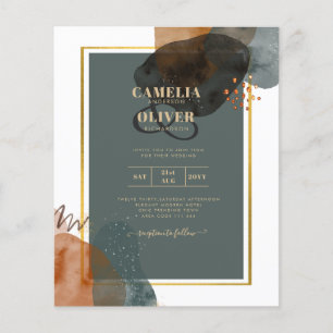Aquamarine EARTH TONES WEDING INVITE QR Code Flyer