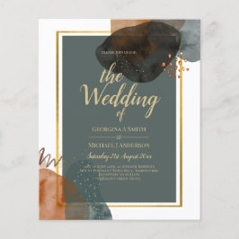 Aquamarine EARTH TONES WEDING INVITE QR Code Flyer