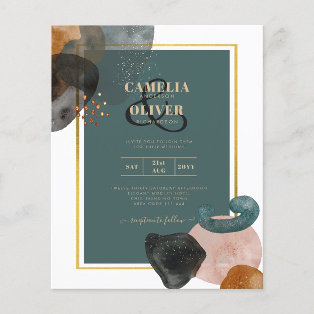 Aquamarine EARTH TONES WEDING INVITE QR Code Flyer (Vorne)